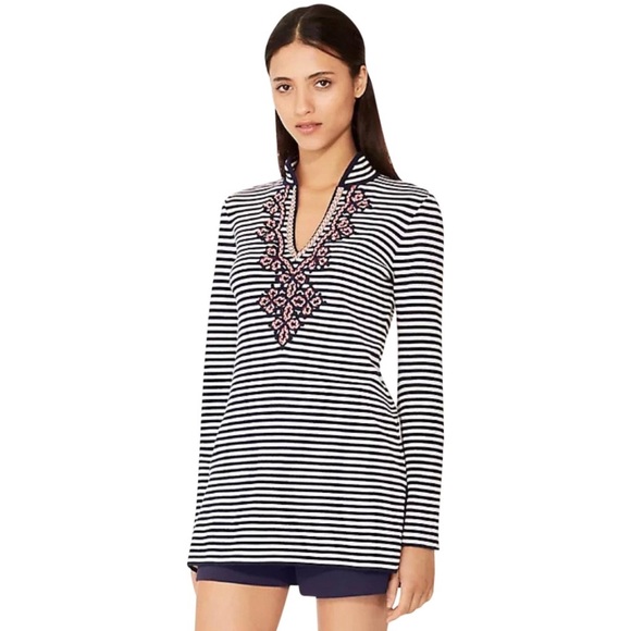 Tory Burch Katama Striped Sweater Tunic 